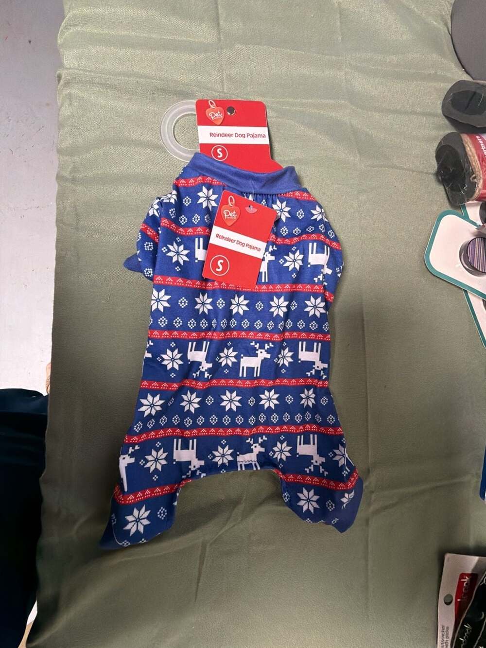 Pet Central Reindeer Dog Pajama Size Small Holiday Blue